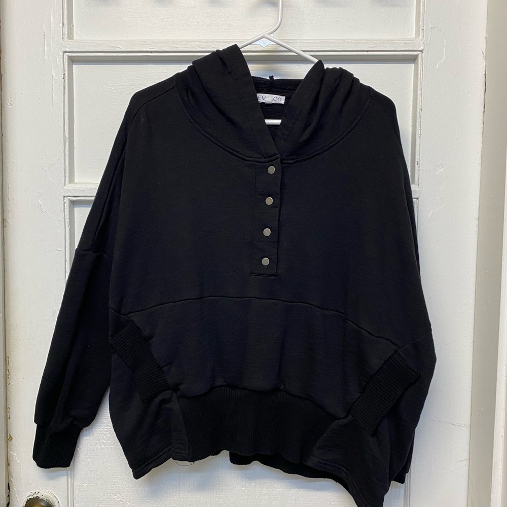 AEMI+CO HALF SNAP DROPPED SHOULDER OVERSIZED HOODIE JACKET WOMENS SIZE SMALL